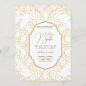Invitation Espanol Invitación Boda Elegant Blanc Or Ornate (Devant / Derrière)