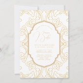 Invitation Espanol Invitación Boda Elegant Mariage d'or blanc (Devant)