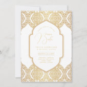 Invitation Espanol Invitación Boda Elegant Mariage d'or blanc (Devant)