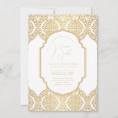 Invitation Espanol Invitación Boda Elegant Mariage d'or blanc (Devant)