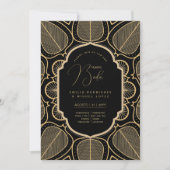 Invitation Espanol Invitación Boda Elegant Mariage d'or noir (Devant)