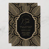 Invitation Espanol Invitación Boda Elegant Mariage d'or noir (Devant / Derrière)
