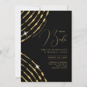 Invitation Espanol Invitación Boda Elegant Mariage d'or noir (Devant)