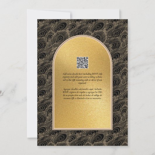 Invitation Espanol Invitación Boda Elegant Mariage d'or noir (Dos)