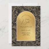 Invitation Espanol Invitación Boda Elegant Mariage d'or noir (Devant)