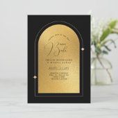 Invitation Espanol Invitación Boda Elegant Mariage d'or noir (Debout devant)