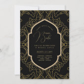 Invitation Espanol Invitación Boda Elegant Mariage d'or noir (Devant)