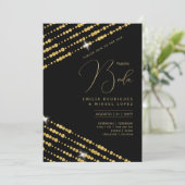 Invitation Espanol Invitación Boda Elegant Mariage d'or noir (Debout devant)