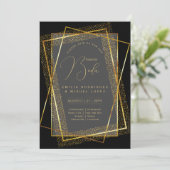 Invitation Espanol Invitación Boda Elegant Mariage d'or noir (Debout devant)