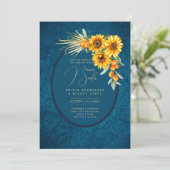 Invitation Espanol Invitación Boda Fleurs de soleil bleu rust (Debout devant)
