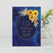 Invitation Espanol Invitación Boda Rustique Blue Sunflowers I (Debout devant)