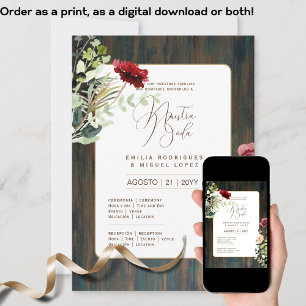 Invitation Espanol Invitación de Boda Floral Mariage Rustic I