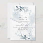 Invitation Español Mariage Rustique Dusty Blue Foliage (Devant)