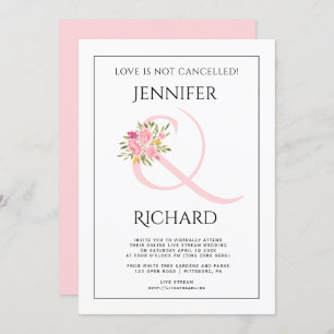 Invitation Esperluette rose, rose rose rose rose mariage virt