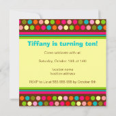 Invitation espiègle d'anniversaire de pois (Dos)