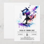 Invitation Espion guerrier Ninja Digital Girl Anniversaire (Devant / Derrière)