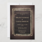 Invitation Espresso grillé Mocha & Soft Gold Wedding Party (Devant)