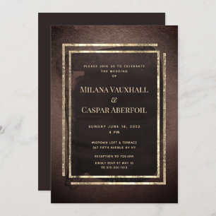 Invitation Espresso grillé Mocha & Soft Gold Wedding Party