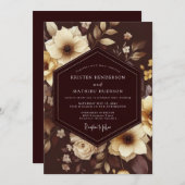 Invitation Espresso Ivory Baroque Wedding (Devant / Derrière)