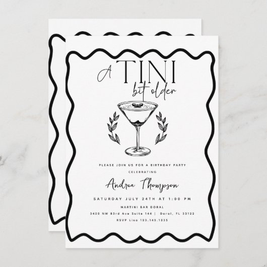 Invitation Espresso Light | Martini | Cocktail anniversaire (Devant / Derrière)