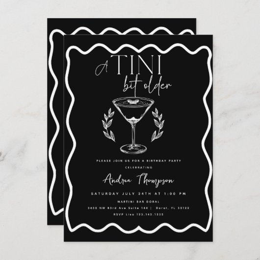 Invitation Espresso Light | Martini | Cocktail anniversaire (Devant / Derrière)