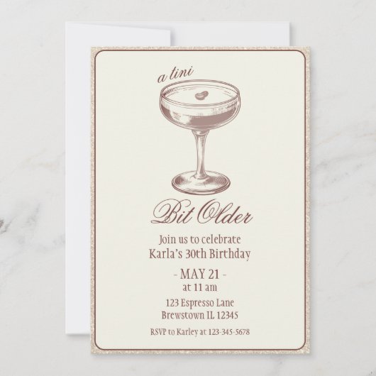 Invitation Espresso Martini Bit Ancien 30e anniversaire éléga (Devant)