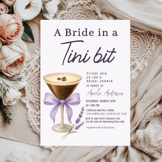 Invitation Espresso Martini Bride in a Tini Bit Bridal Shower