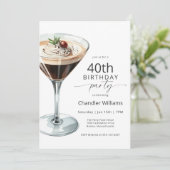 Invitation Espresso Martini Cocktail 40e fête d'anniversaire (Debout devant)