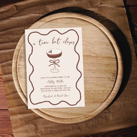 Invitation Espresso Martini Fête des mariées tirée à la main