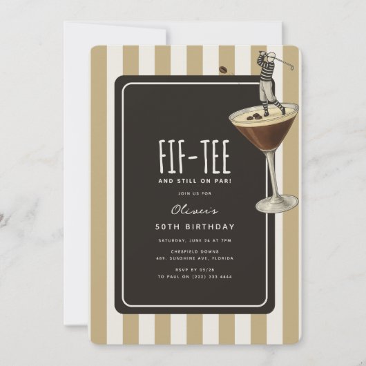 Invitation Espresso Martini Golf Themed 50th Birthday (Devant)