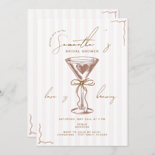 Invitation Espresso Martini Mocha Mousse Fête des mariées (Devant / Derrière)