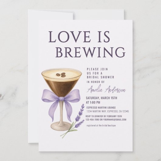 Invitation Espresso Martini QR Code Registry Bridal Shower (Devant)