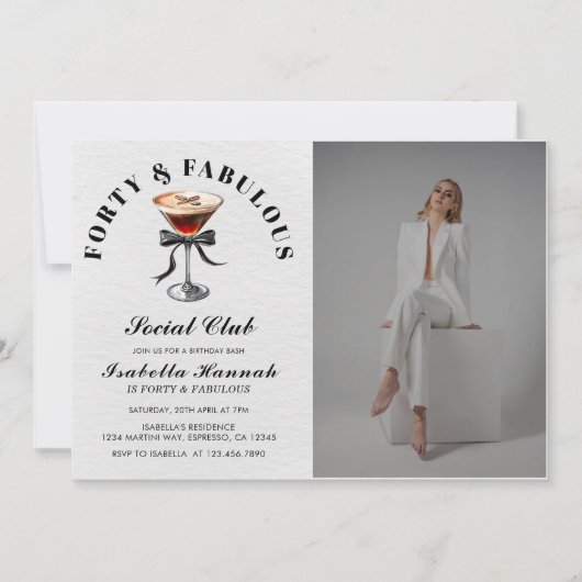 Invitation Espresso Martini Tini Bit Ancien 40e anniversaire  (Devant)