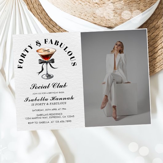 Invitation Espresso Martini Tini Bit Ancien 40e anniversaire 