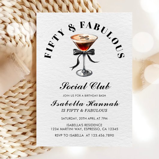 Invitation Espresso Martini Tini Bit Ancien 50e anniversaire