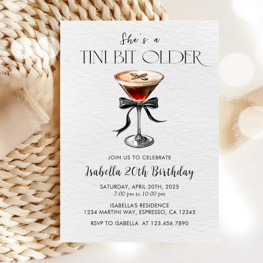 Invitation Espresso Martini Tini Bit Anniversaire