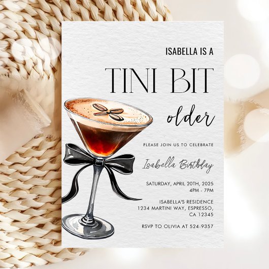 Invitation Espresso Martini Tini Bit Anniversaire