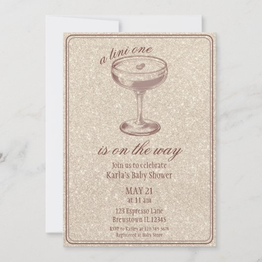 Invitation Espresso Martini Tini Un Baby shower (Devant)