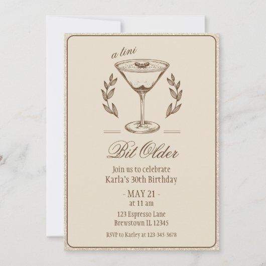 Invitation Espresso Tini Bit Ancien 30e anniversaire élégant (Devant)