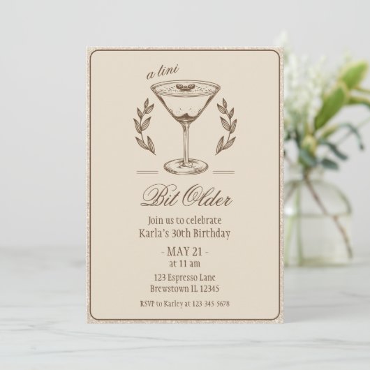 Invitation Espresso Tini Bit Ancien 30e anniversaire élégant (Debout devant)
