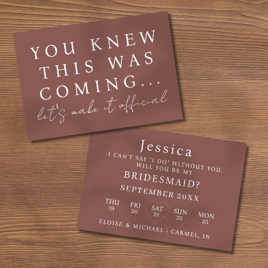 Invitation Espresso Will You Be My Bridesmaid Proposal Card