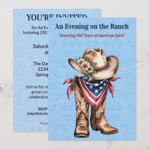 Invitation Esprit de Ranch de l'Ouest Patriotique US 250 Célé