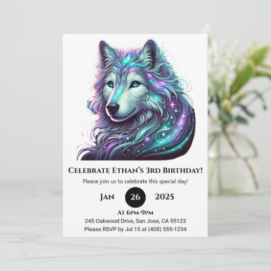 Invitation Esprit Galactique Wolf Anniversaire (Debout devant)