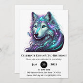 Invitation Esprit Galactique Wolf Anniversaire (Devant / Derrière)