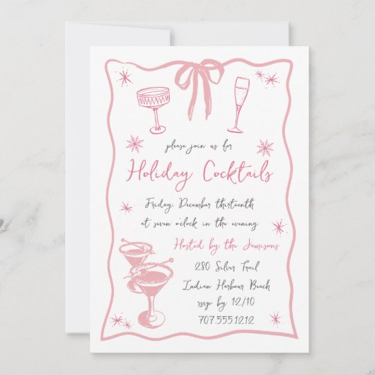 Invitation Esprits brillants | Cocktail de vacances (Devant)