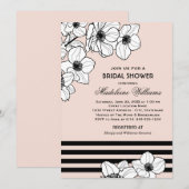 Invitation Esquisse d'anémone moderne pour douche de mariage (Devant / Derrière)