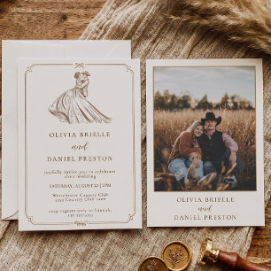 Invitation Esquisse de couple de campagne occidentale rustiqu