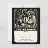 Invitation Esquisse MARIAGE Tarot Mariée & Groom RSVP (Devant)