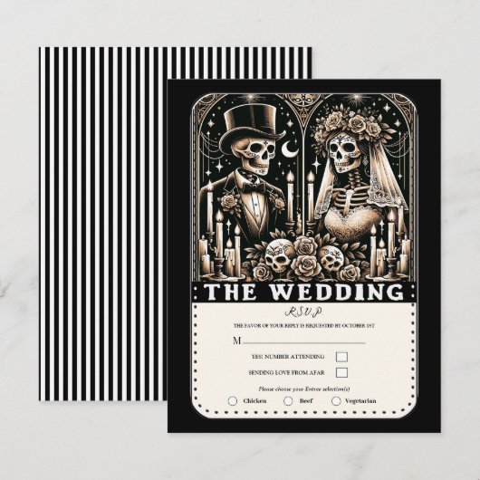 Invitation Esquisse MARIAGE Tarot Mariée & Groom RSVP (Devant / Derrière)
