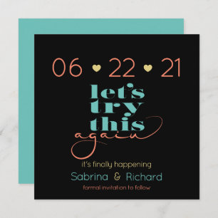 Invitation Essayer de nouveau Gras Turquoise Coral Gold Enreg